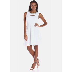 White Embellished Cutout Neckline‎ Fit & Flare Dress Size 16 XL Wedding Bride